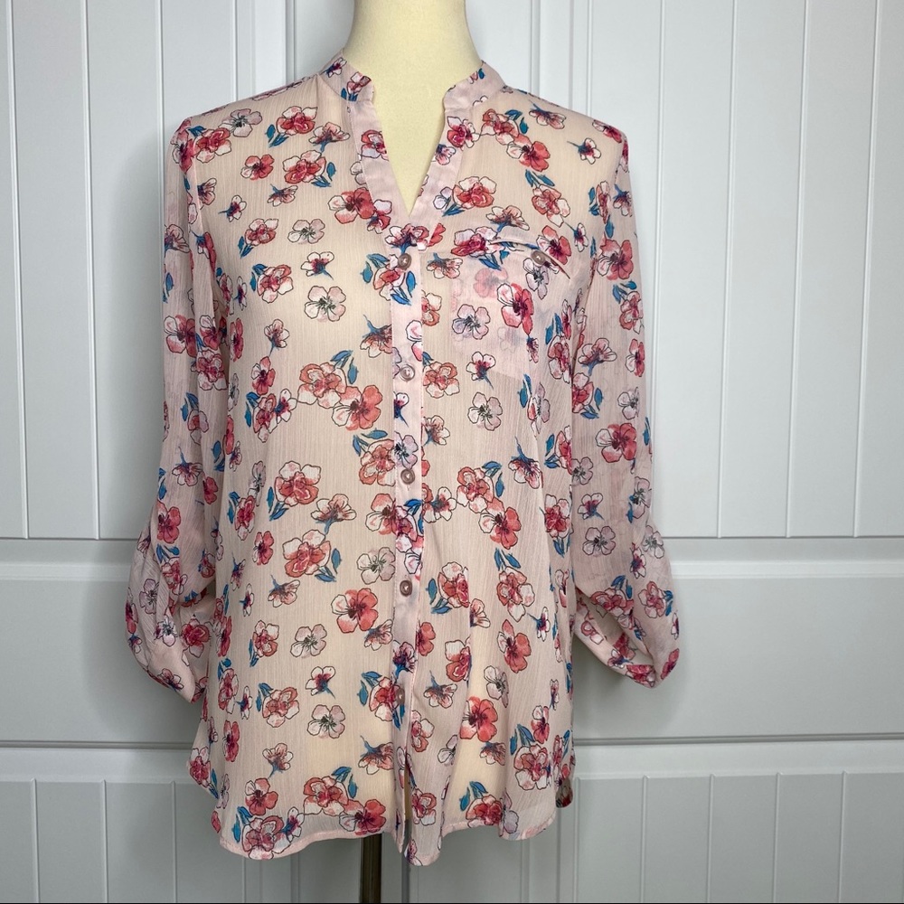 5/$25! Kut from the Kloth floral jasmine blouse size XS - Picture 1 of 4